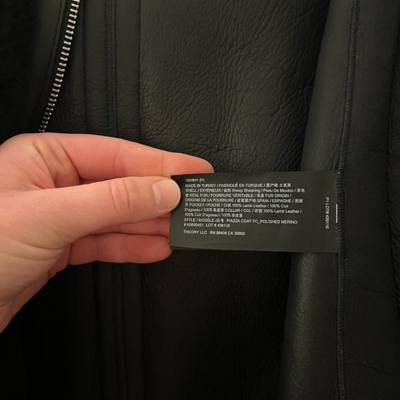 NEW Theory Piazza Coat in Polished Shearling - Picture 11 of 12